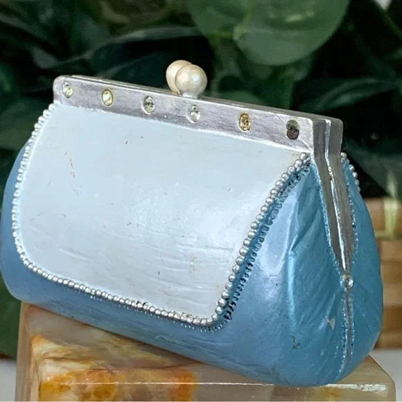 AVON Collectibles All Dressed Up Blue Pearl Purse Clutch Bag Fashion Figurine - Picture 5 of 14